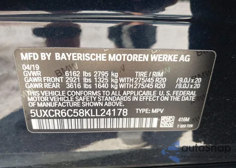 2019 BMW X5 xDrive40I z USA, uszkodzony, nr VIN 5UXCR6C58KLL24178